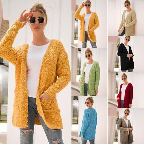 Autumn Women Sweater Coat Long Sleeve Solid Open Stitch Cardigans Slim Casual Knitted Oversize Women Outwear Coat Tops