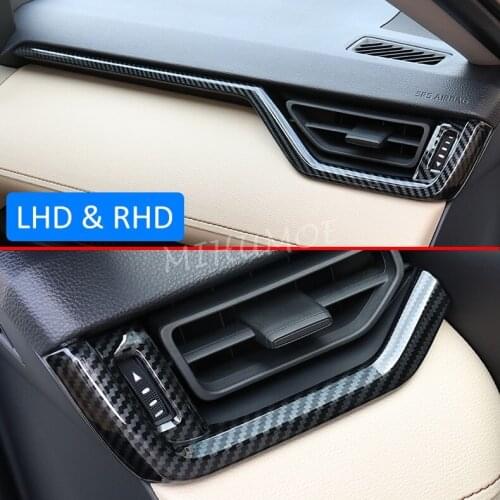 Interior Dashboard Side Air Vent Surrounds Cover Trims For Toyota RAV4 2019 2020 Carbon Fiber