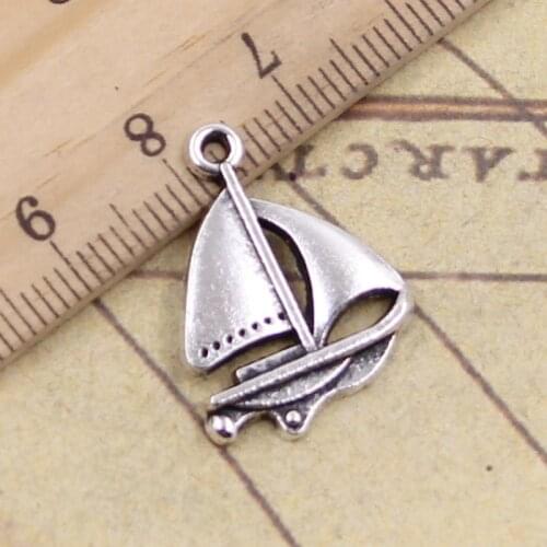 30pcs Charms Sailing Ship Boat 24x17mm Tibetan Bronze Silver Color Pendants Crafts Making Findings Handmade Antique DIY Jewelry