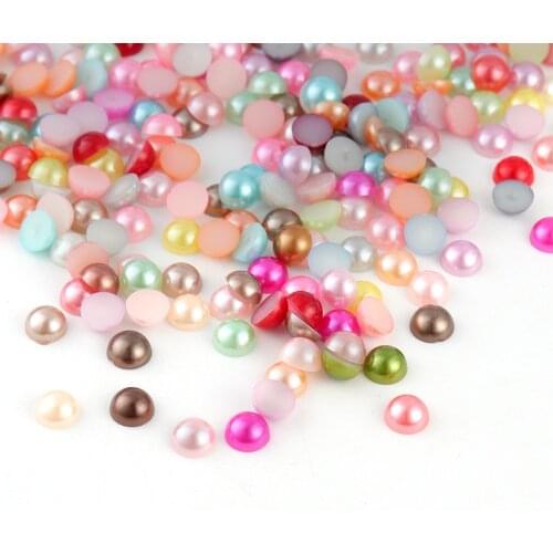 4/5/6/8/10/12mm Multicolor ABS Imitation Pearl Half Round Bead Flat Back Scrapbook Beads For Jewelry Making Sticking Craft