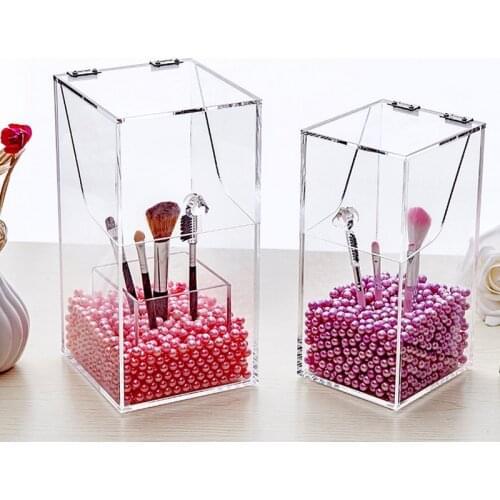 Sale Crystal Acrylic Makeup brush Lipstick Organizer cosmetic case storage box Makeup tool Flashing pencil holder Plastic Pearl