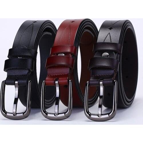 New Women Cowskin Belts Ladies Simple Western Design Waist Belt for Pants Jeans Dresses Femme Belt Fashion Embossing Strap
