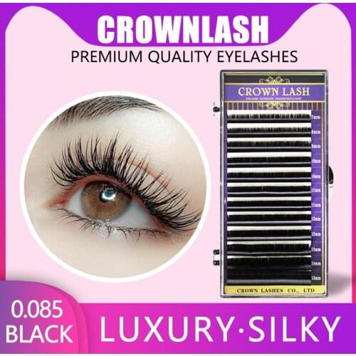 CrownLASH Black B C D 0.085 7-15mm mixed size tray Volume Eyelash Extension Russian 3D Volume Lash