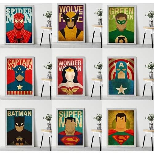 Marvel Avengers Retro Poster Iron Man Disney Anime Poster Painting Canvas Print On Wall Art Picture For Living Room Home Decor