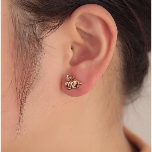 Cute Rabbit Stud Earrings For Women Lovely Bunny Boucle Stylish Animal Jewelry Baby Children Earrings