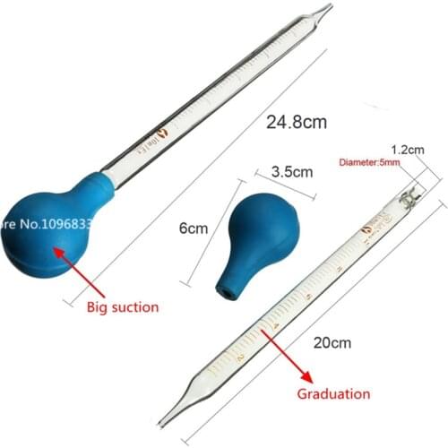 Glass Pasteur Pipettes with Graduation Glass Test Pasteur Pipettes Glass Test Tube Pipettes 10ml (Pack of 5)