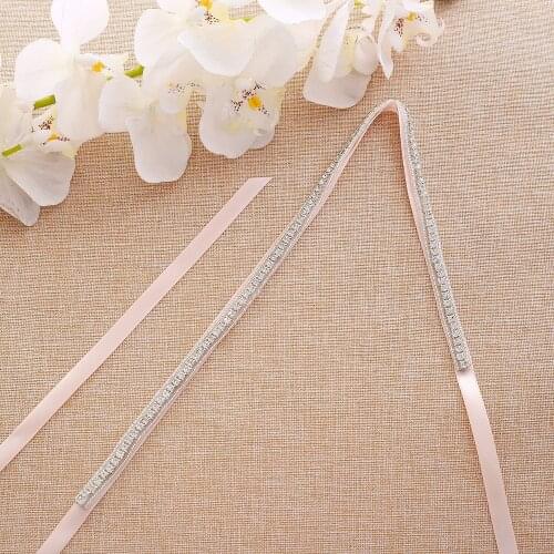 SESTHFAR Rhinestones Wedding Belts Wedding Sashes Crystal Bridal Belts Decorative Belt with Stones Jeweled Satin Ribbons