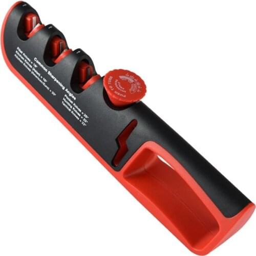 Kitchen Sharpener Family 4 in 1 Sharpener New Sharpener Adjustment Manual Tungsten Steel Sharpener Red Black