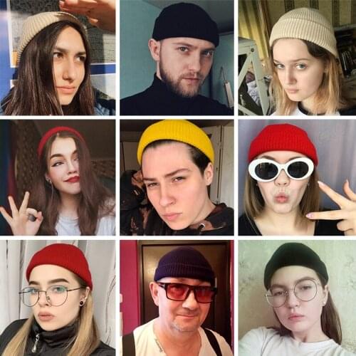 Knitted Hats for Women Skullcap Men Beanie Hat Winter Retro Brimless Baggy Melon Cap Cuff Docker Fisherman Beanies Hats For Men