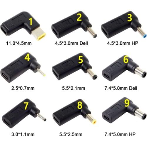USB Type c to DC PD Power Charging Connector (5.5x2.5, 5.5x2.1,4.5x3.0, 7.4x5.0, 3.0x1.1)