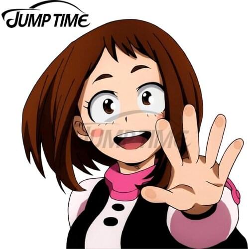 Jump Time 13 x 12.5cm Uraraka Peek Car Stickers DIY 3D Vinyl Car Styling Decoration Bumper Window Waterproof VAN RV Decal