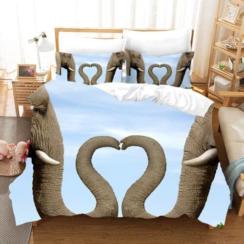 High Quality Bedding set Elephant Digital Print Duvet Cover Sets Twin Full Single Double Size for Kids Adult with 1/2 Pillowcase
