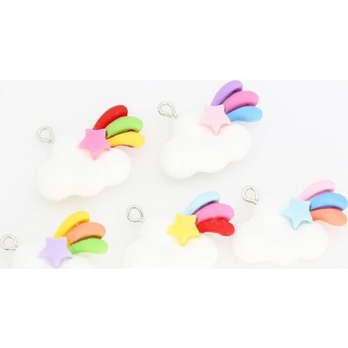 Yamily 10Pcs/Lot Resin Clouds Rainbow Charms DIY Making Pendant Jewelry For Keychain Earrings Necklace
