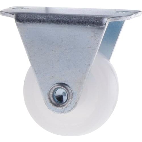 1 Inch White PP Fixed Caster Wheel 10kg 22lbs Cabinet Drawer Trolley Cart, comes with plate mounted on top