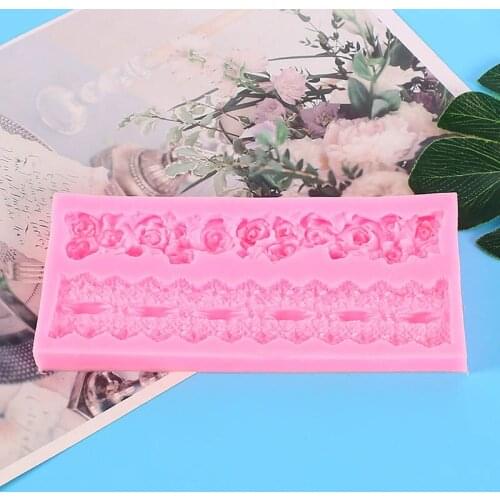 Decorating Mold Cake Flanging 1Pcs Kitchen Supplies Silicone Rose Flower DIY Baking Tools Sugar Rim Multi Purpose Pink/White