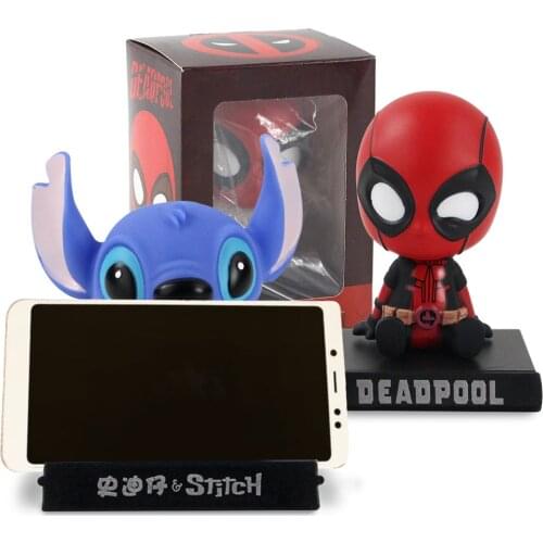 12cm Box Marvel Avengers Demon Slayer Baymax Deadpool Jack Doraemon Phone Stents Action Figure Model Toys Gifts Car Decoration