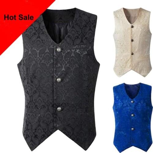 18th Men Vest Medieval Costumes Victorian Clothing Carnival Halloween Party Male Print Purim Disguise Top Masquerade Halloween