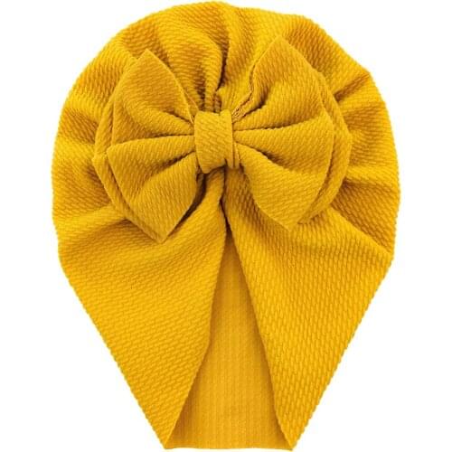 20Pcs/Lot,7.5inch Soft Corn Baby Bowknot Turban Hat Toddler Kids Cotton Stretch Headwraps Infant Indian Knotted Cute Beanie Caps