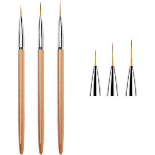 3Pcs/set Gold Nail Art Lines Painting Pen Brush Professional High Quality UV Gel Polish Tips 3D Design Manicure Drawing Tool Kit