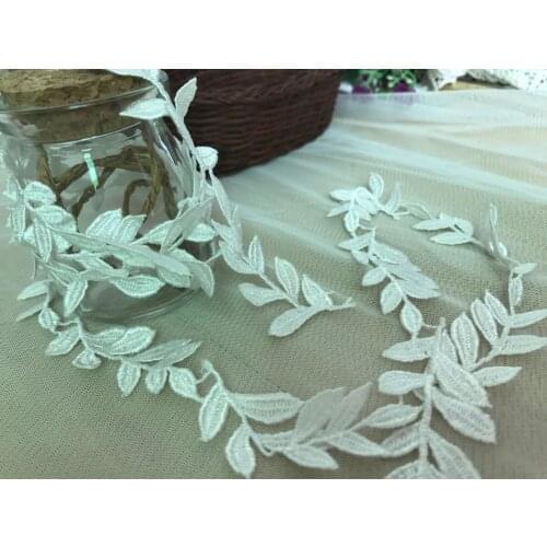 5 Yards White designer lace fabrics Leaf Venice Venise Lace Trim Applique For Sewing Craft Home Decor Costume Design