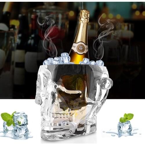 Bar skull ice bucket acrylic ice bucket plastic household wine ice bucket KTV ice bucket small ice bucket with ice tongs