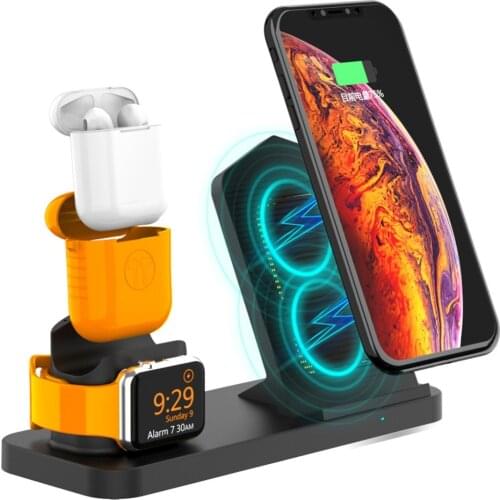 10W 3 in 1 Fast Charging Wireless Charger Dock for iPhone Apple Watch Airpods With Charging Indicator Stand Wireless Charger