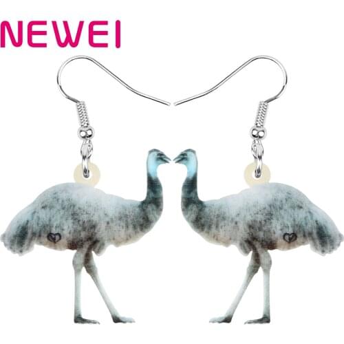 NEWEI Acrylic Australia Emu Bird Earrings Animal Drop Dangle Jewelry For Women Girl Teens Kids Charm Party Decoration Gift Bulk