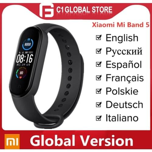 Global Version Xiaomi Mi Band 5 Bracelet Heart Rate Fitness Tracker Wristband 4 Color Strap 1.1 Inch AMOLED Screen Miband 5