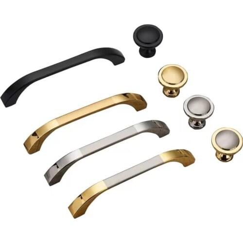 Zinc Metal Cabinet Drawer Door Pull Handle Round Knob In Black Gold Silver Color For Home Furniture Hardware Kitchen Drawer Pull