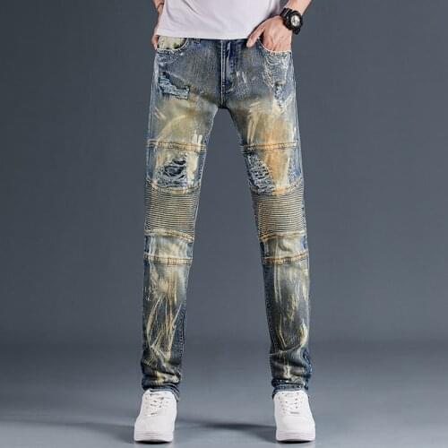 Slim Denim Trousers Biker High Quality Male Casual Designer Ripped Comfortable Advanced MenS Pants Joggers Streetwear Fashion