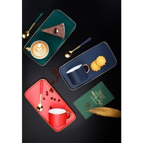 European style small luxury ceramic coffee cup saucer set British afternoon tea cup Nordic ceramic cup Coffee drinkware set