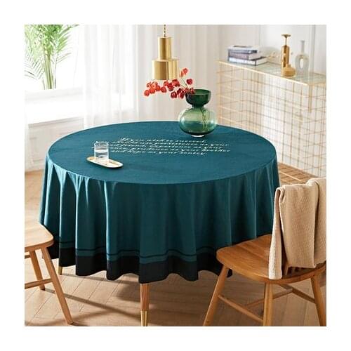 American solid color thick cotton and linen round tablecloth, suede round tablecloth for hotel banquets, fabric tea table cloth