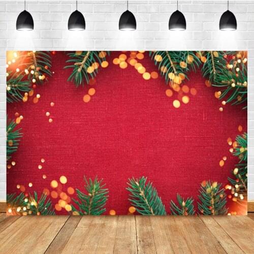 Laeacco Christmas Backdrop Photographic Light Bokeh Branch Solid Red Birthday Photography Photo Background For Photo Studio
