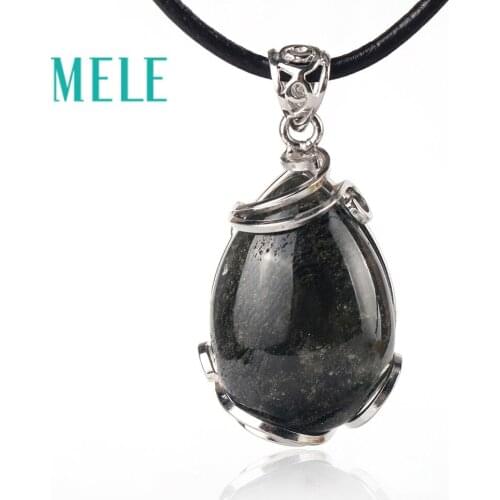 MELE natural green ghost phantom garden crystal pendant for women and man,26X17mm water drop shape good pervious simple jewelry
