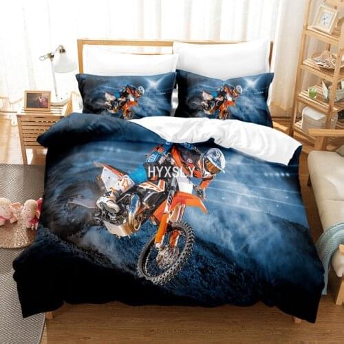 Adventurous Motorcycle Bedding Sets Double Size Luxury Kids Duvet Cover Set with Pillowcase Motocross Bed Sets Adults Comforter