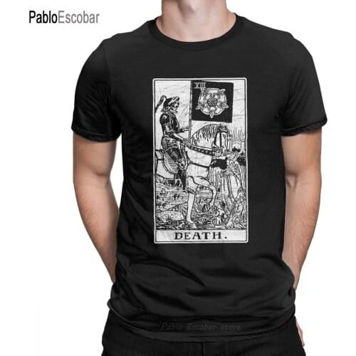 Men T-Shirt Death Tarot Card Major Arcana Fortune Telling Occult Cotton Tees Short Sleeve The Magician Empress T Shirt Plus Size