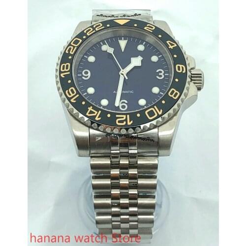 40mm mens top mechanical watch MH35 case with sapphire crystal ceramic fluorescent color bezel NH35 movement automatic watch