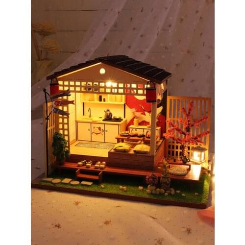 DIY Dollhouse Kit 3D Assembled Loft Handmade House Mini Cabin Cherry Blossoms House For Children Birthday Valentines Day Gift