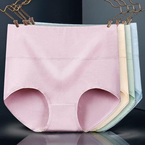 Women cotton underwear sexy soft comfortable briefs belly lift hip high waist panties women underpant