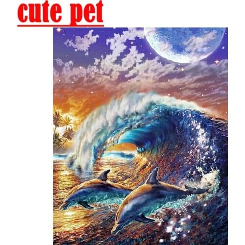 New DIY maritime dolphin Mosaic RhinestonesHandwork Gift Diamond Art animal Diamond Embroidery Cross Stitch Diamond Painting