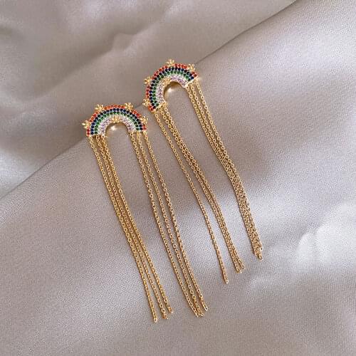 South Koreas New Colorful Earrings Tassel Exaggerated Earrings Personality Net Red Earrings Female Earrings for Women