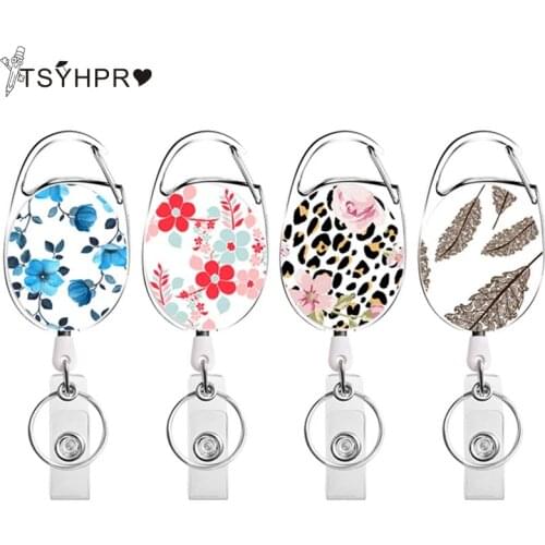 Office Lanyard Clip Keychain Name Tag Badge Holder Reel Keyring Id Card Key Ring Cord Reel Retract Pull Key Chain Recoil Badge