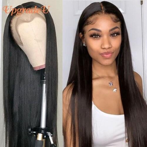 UpgradeU Lace Front Human Hair Wigs 4x4 Straight Lace Closure Wig Remy Prepluck Straight Human Hair Wigs T Part Lace Frontal Wig