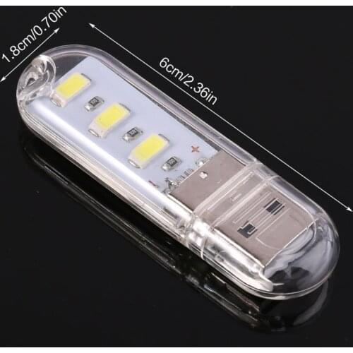 Portable Keychain USB Power 3 LED White Night Light U Disk Shape Lamp Cover Q0KF
