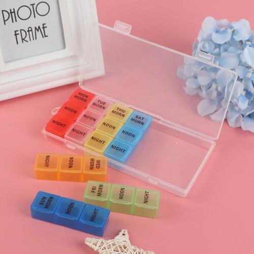 Portable Plastic 7 Day Pill Case Box Medicine Case Organizer Week Storage Holder 21 Slot Case For Medicine Drug Pill Case