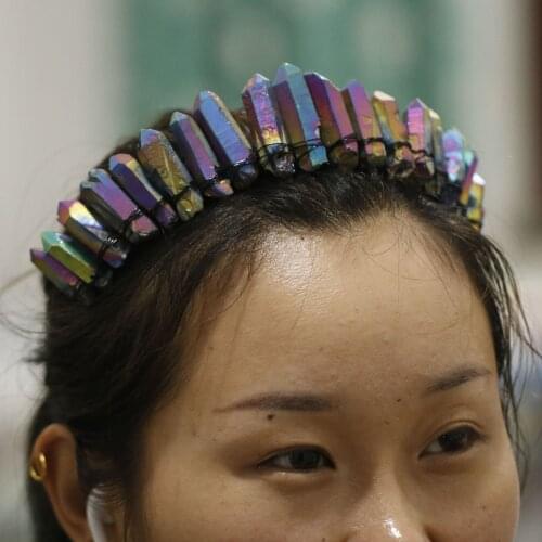 Natural Raw Crystal Crown Real Stone Handmade Hair Band Wicca Accessories Cool Party Hair Accessories Gift