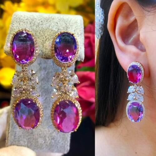 Missvikki Luxury Sparkly Crystal Round Earrings New exclusive design For Women Bridal Wedding Engagement Party Indian earrings