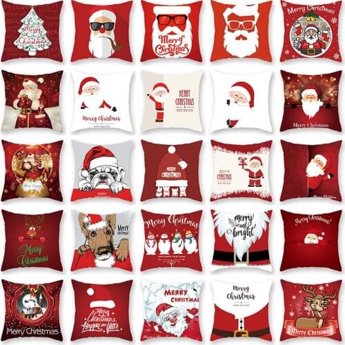 45x45cm Christmas Pillow Case Santa Claus Pillowcase Living Room Bedroom Cushion Cover Home Decoration Dropshipping AT148