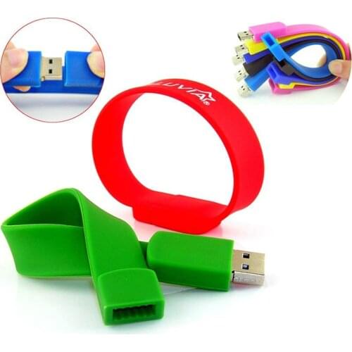 Silicone Bracelet Wrist Band USB Flash Drive 64GB 32GB 16GB 8GB 4GB USB 2.0 Pen Drive Stick U Disk Pendrives