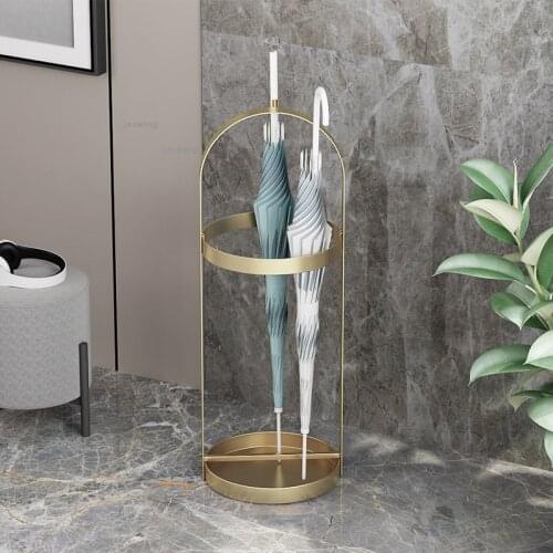 Nordic Wrought Iron Household Furniture Umbrella Stands Hallway Porch Cafe Umbrella Holder Office Hotel Lobby Drain Storage Rack